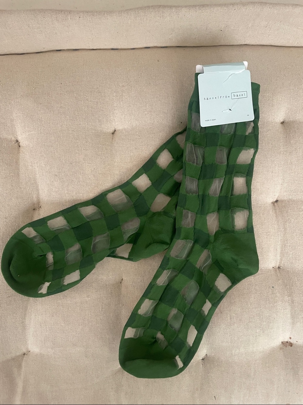Hansel from Basel Women’s Green Checker Pattern Dress Socks